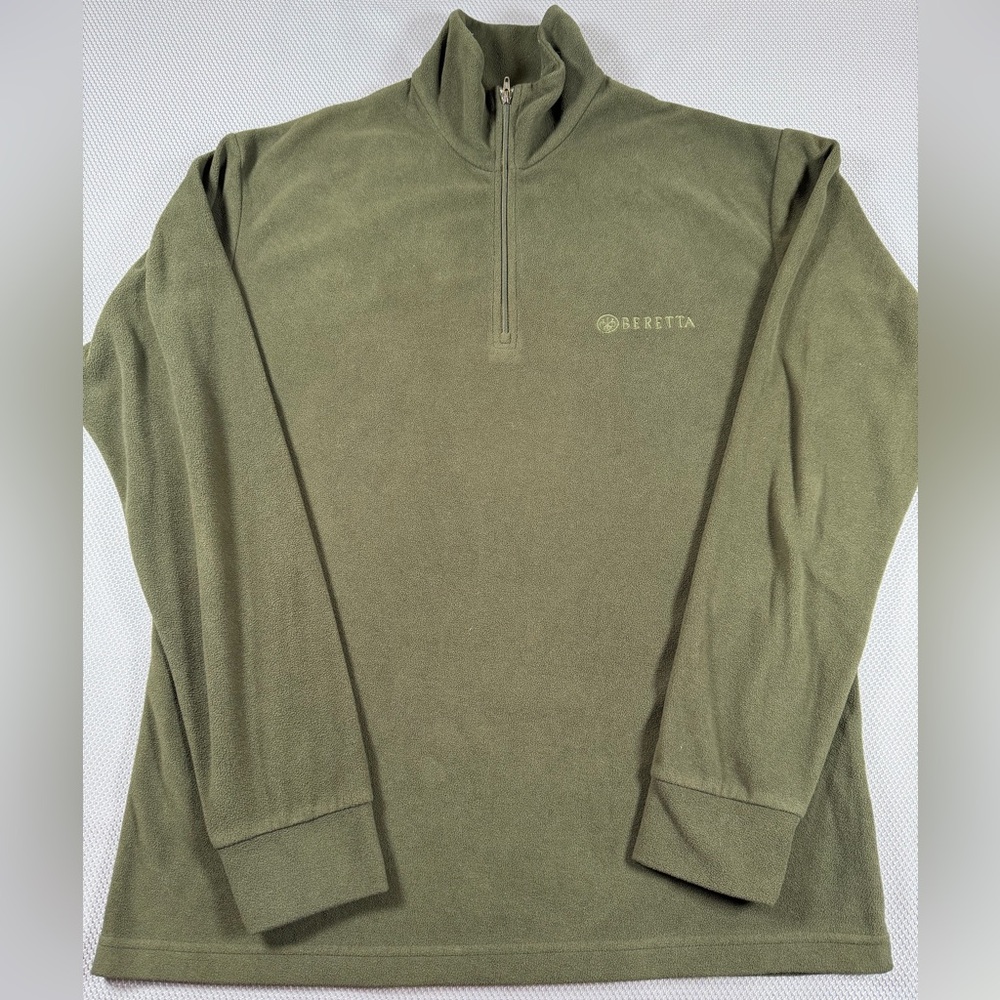 Beretta Pullover Lightweight 1/4 Zip Sweater Dark Green Brown Olive Large